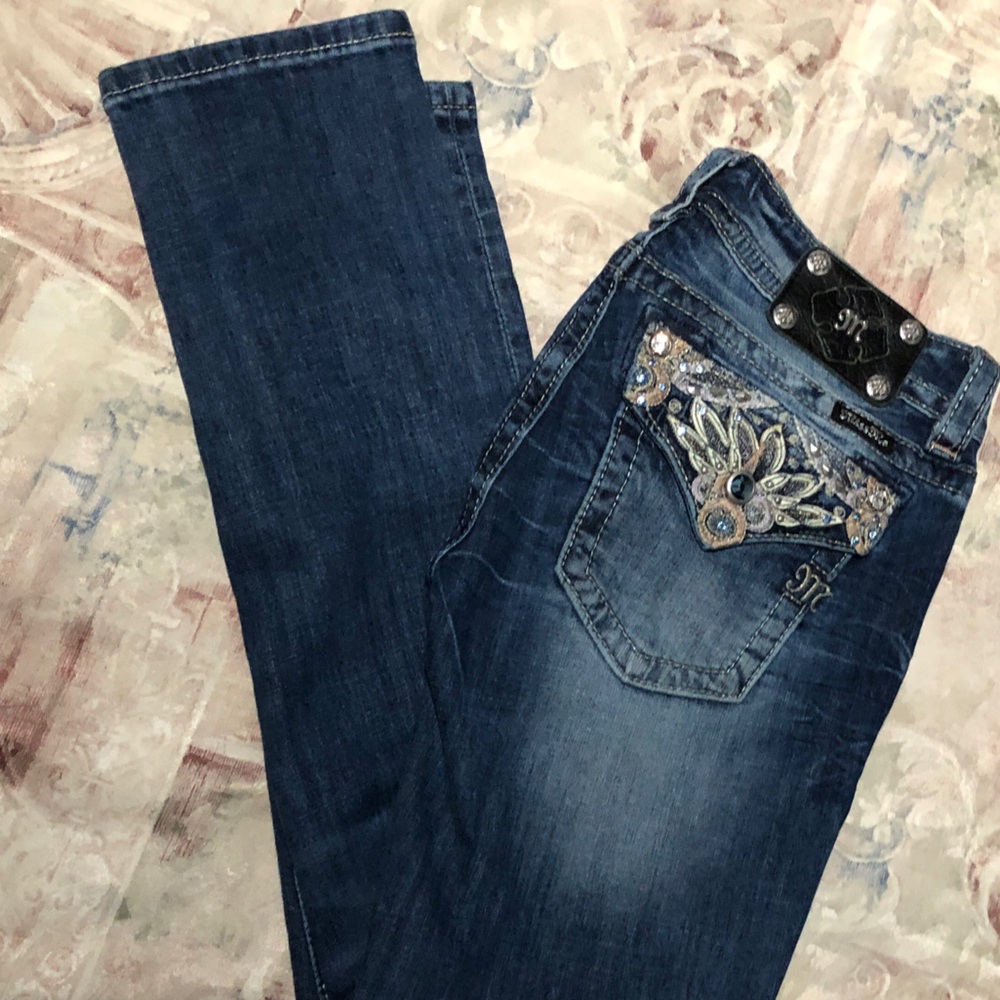 Miss Me Signature Women's Embellished Blue Ankle Skinny Jeans - Picture 4 of 8